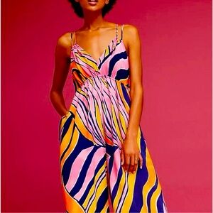 Maeve Pink and Blue Striped Jumpsuit